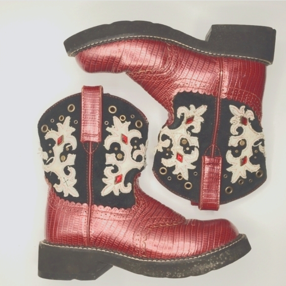 ARIAT Gembaby Boots Red Ruby Pearlized Lizard - Women's Size 10 Cowgirl Boots - Picture 11 of 11